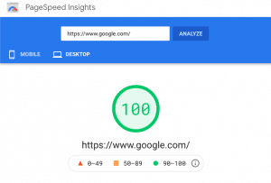 Google PageSpeed insights example